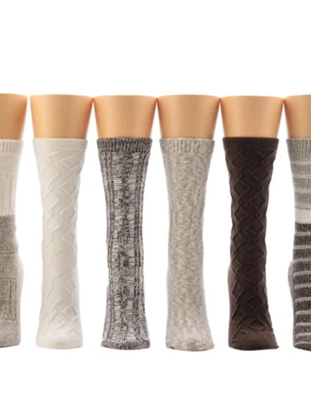 BearPaw Women's 6-Pair Boot Socks Ivory, Fits Shoe Size: 4-10, NWT